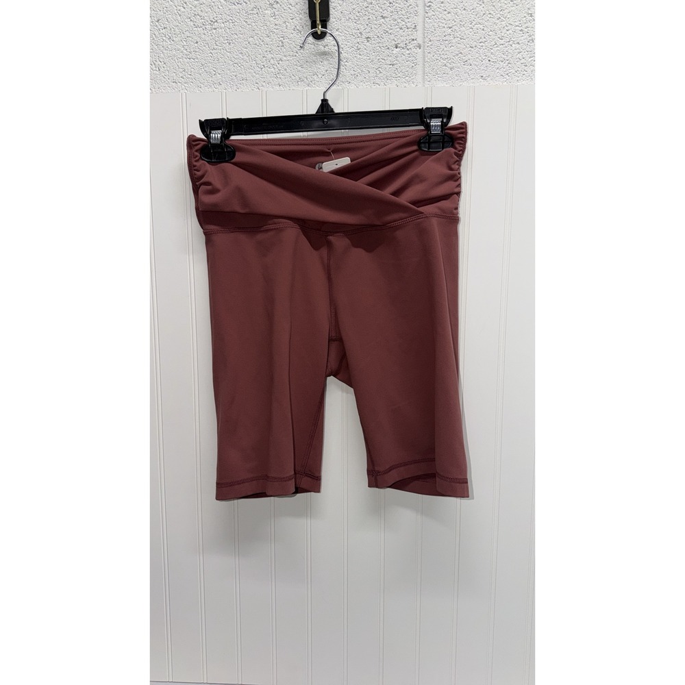 Womens Crossover Waistband Biker Shorts High Rise Athletic Yoga Spandex 2 Pack-M
